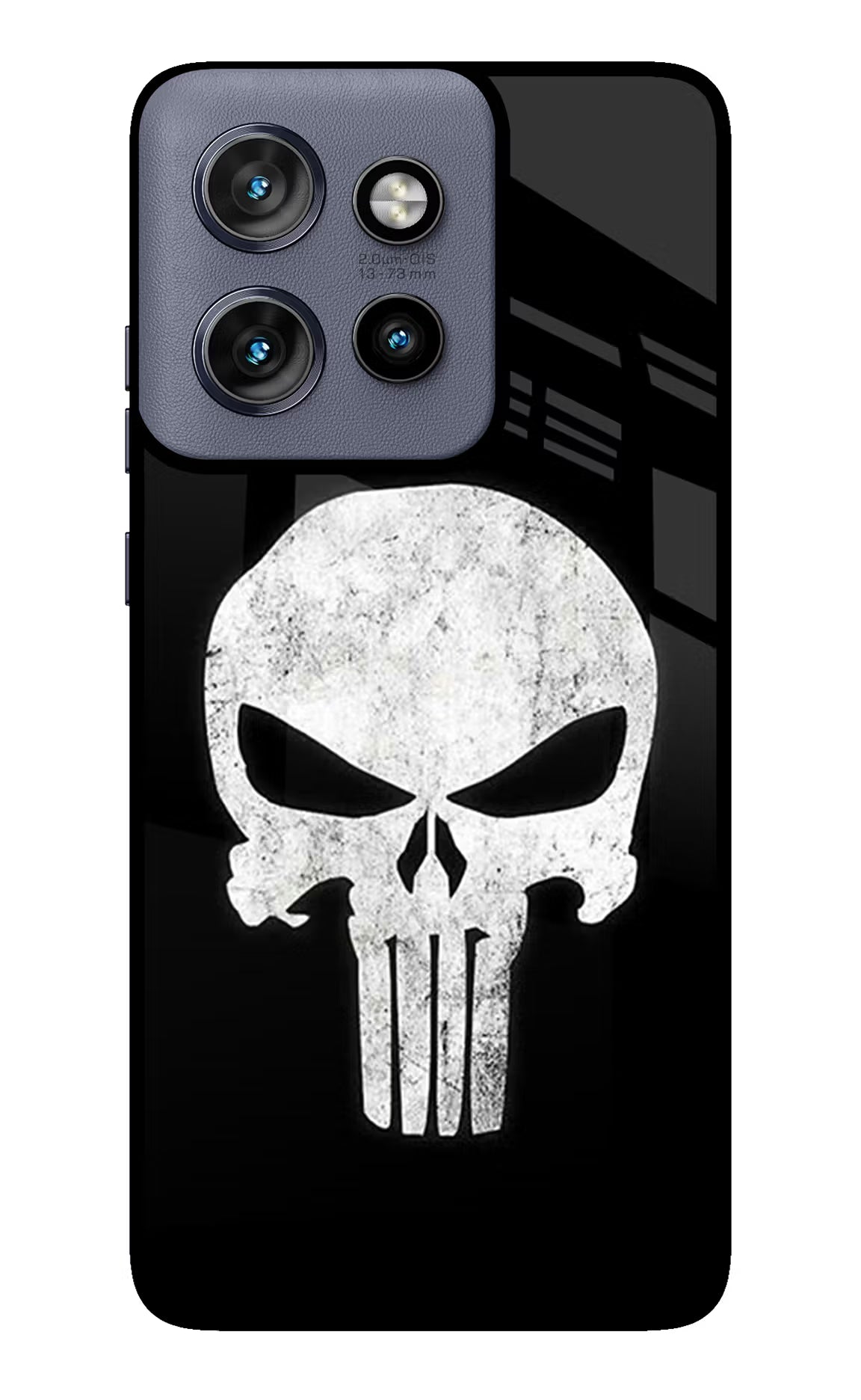 Punisher Skull Moto Edge 50 Neo Glass Case Back Cover by Casekaro