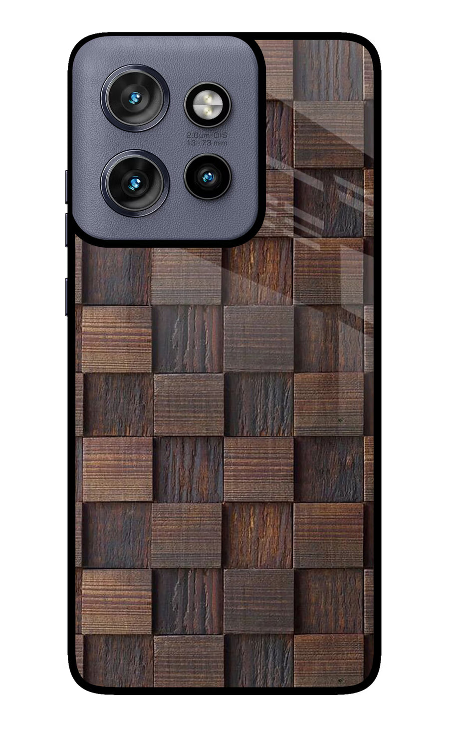 Wooden Cube Design Moto Edge 50 Neo Back Cover, Glass case
