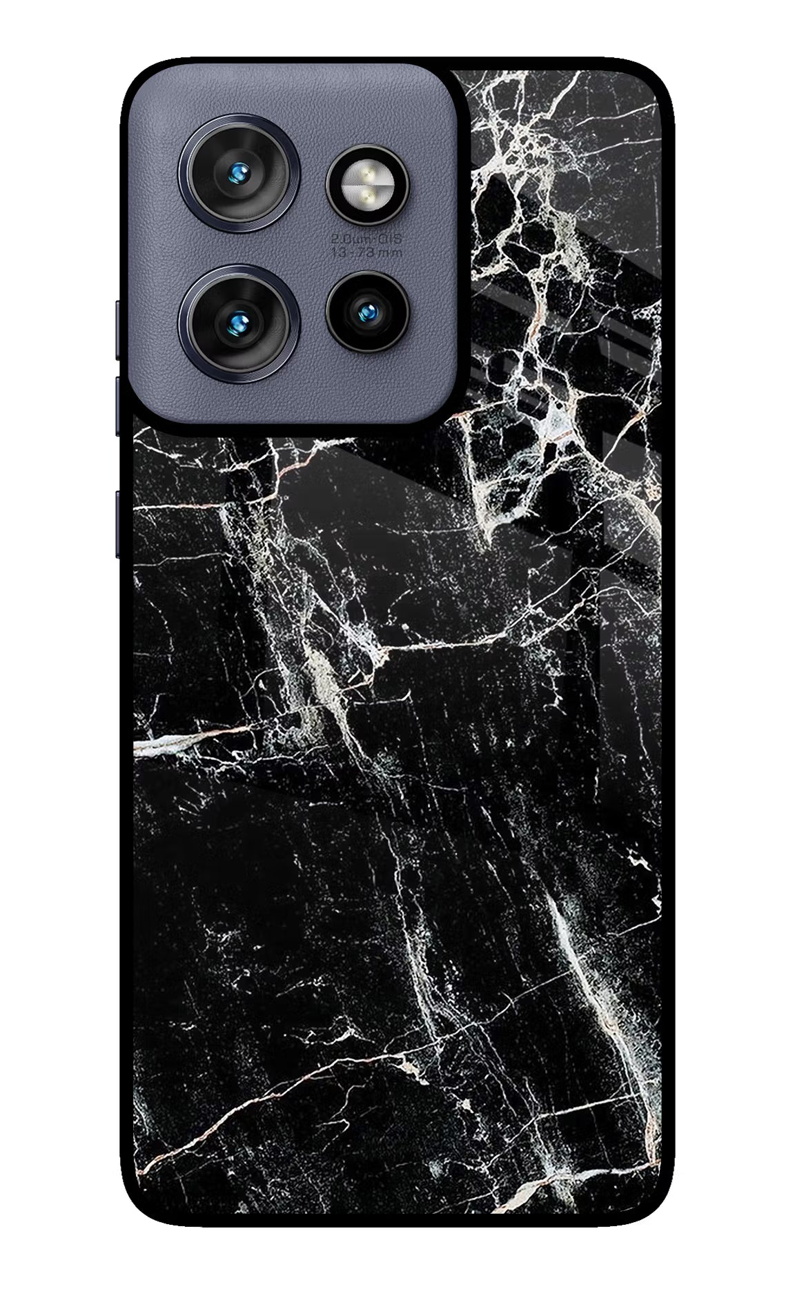 Black Marble Texture Moto Edge 50 Neo Glass Case Back Cover by Casekaro