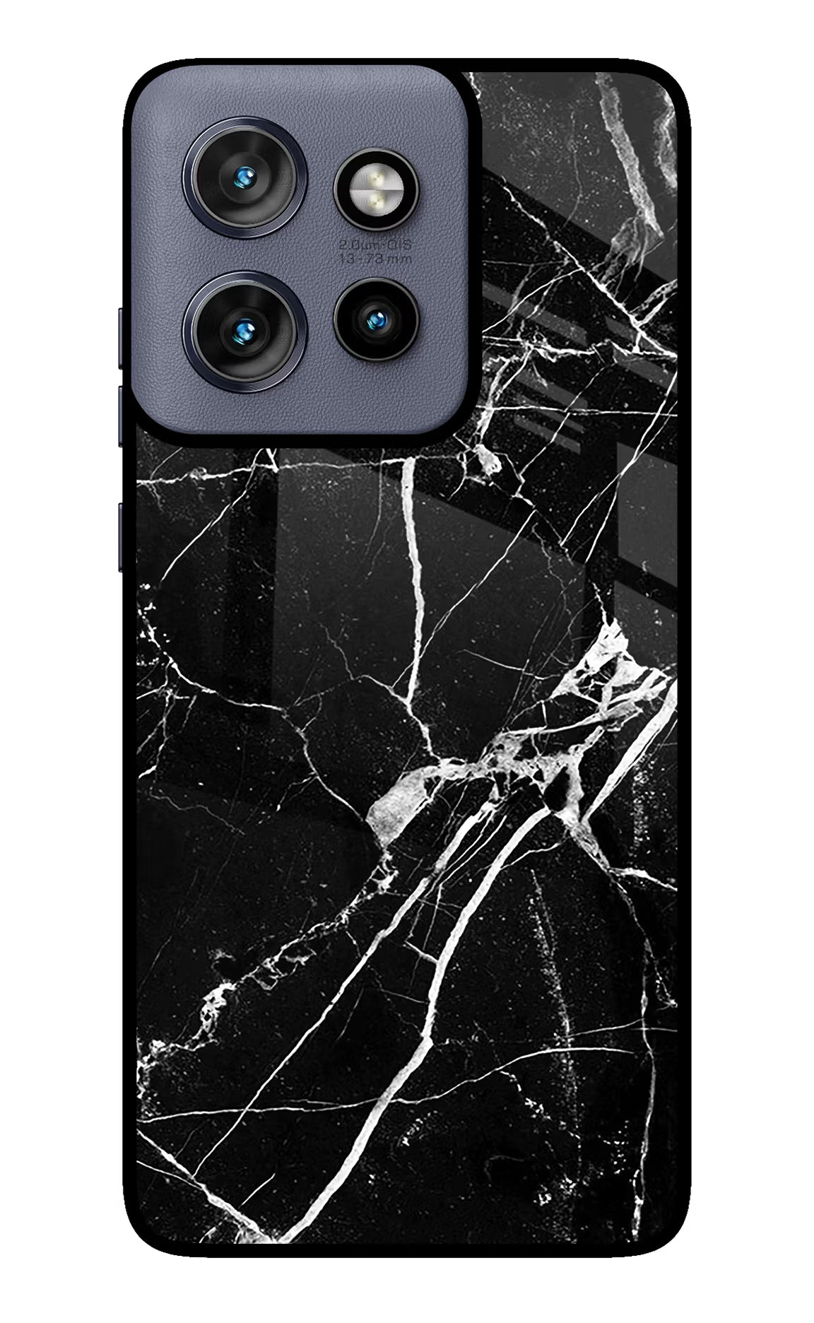 Black Marble Pattern Moto Edge 50 Neo Glass Case Back Cover by Casekaro