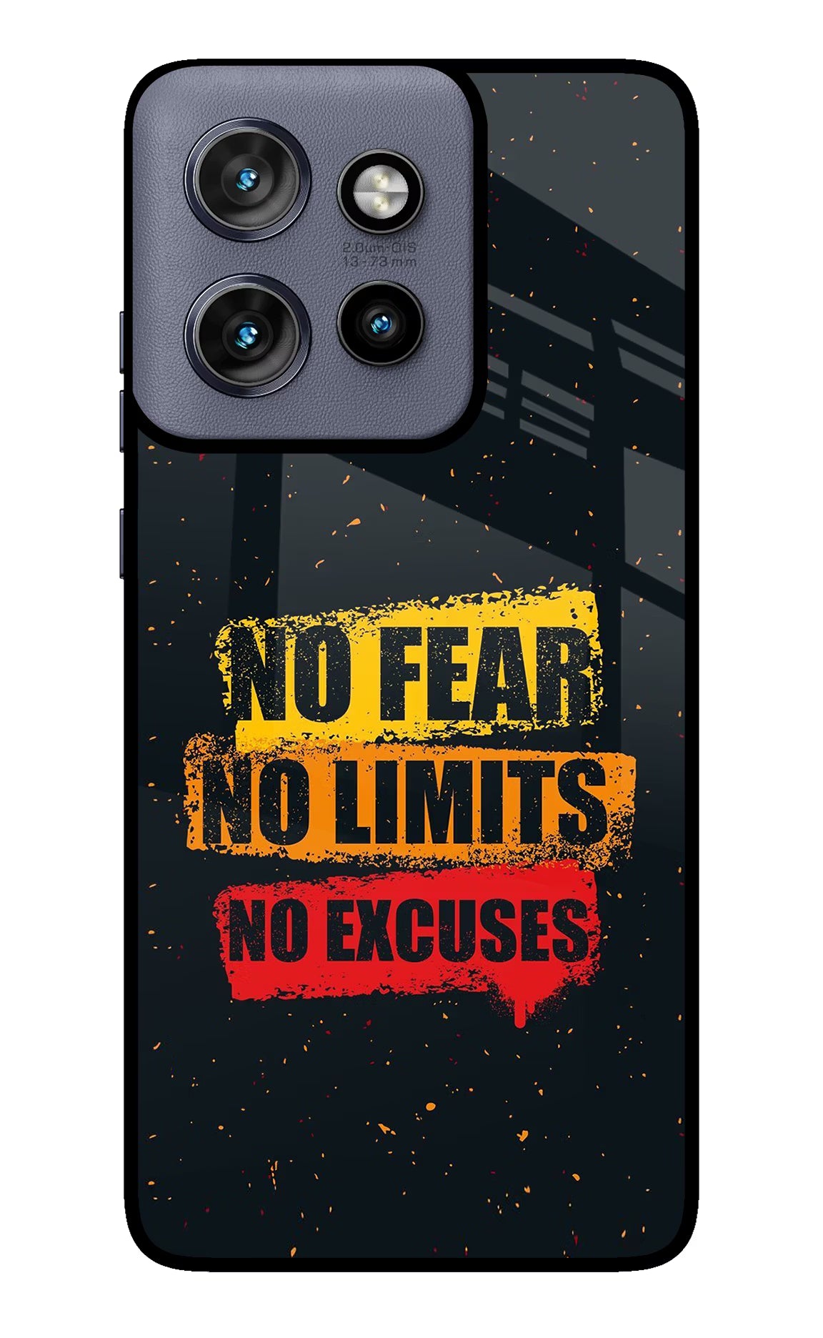 No Fear No Limits No Excuse Moto Edge 50 Neo Glass Case Back Cover by Casekaro