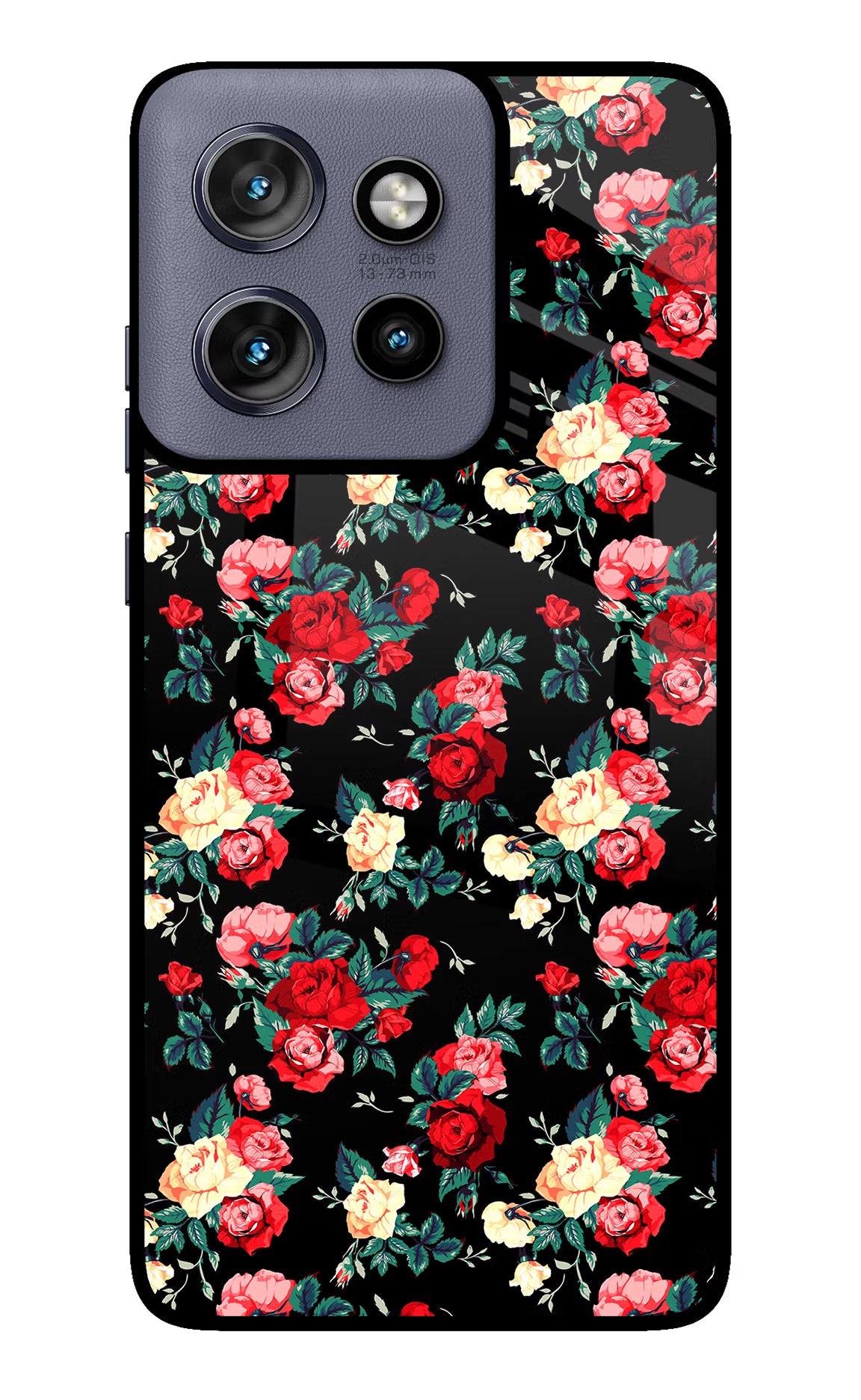 Rose Pattern Moto Edge 50 Neo Glass Case Back Cover by Casekaro