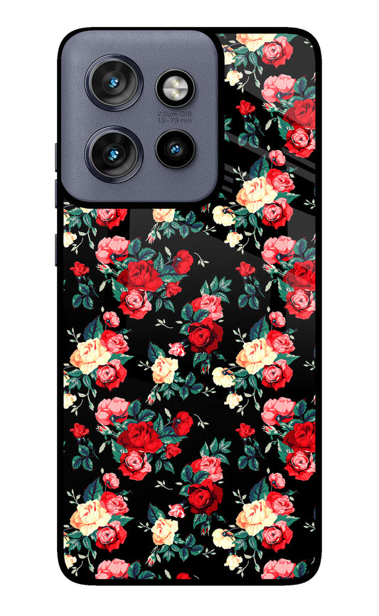 Rose Pattern Moto Edge 50 Neo Glass Case