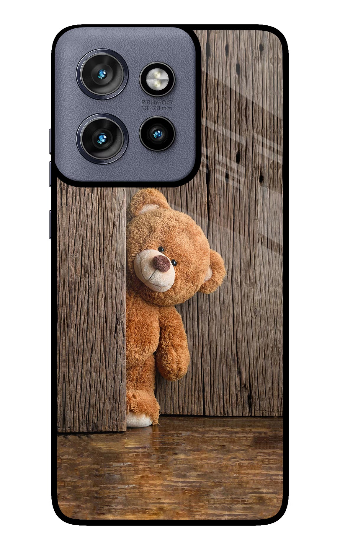 Teddy Wooden Moto Edge 50 Neo Glass Case Back Cover by Casekaro