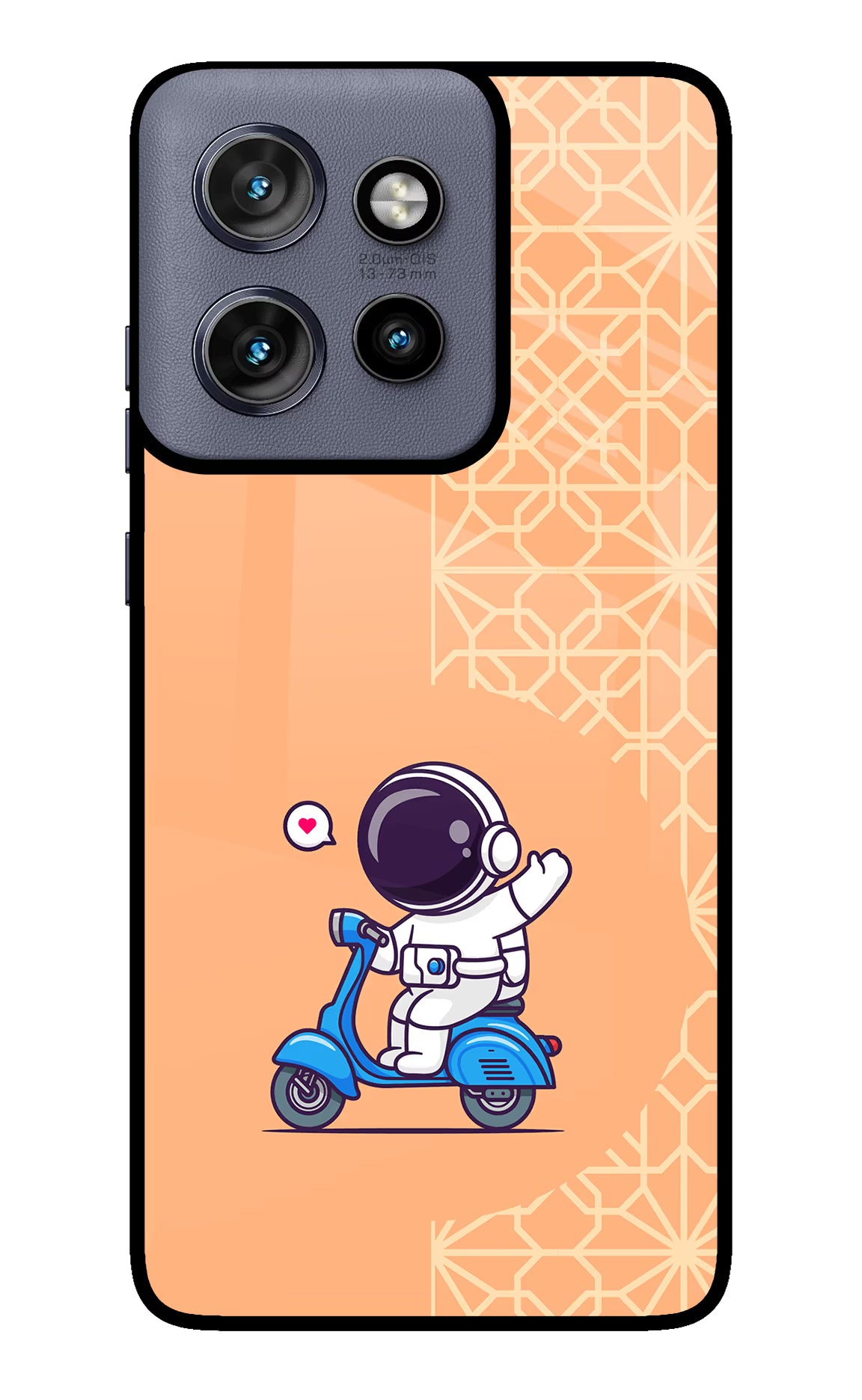Cute Astronaut Riding Moto Edge 50 Neo Glass Case Back Cover by Casekaro
