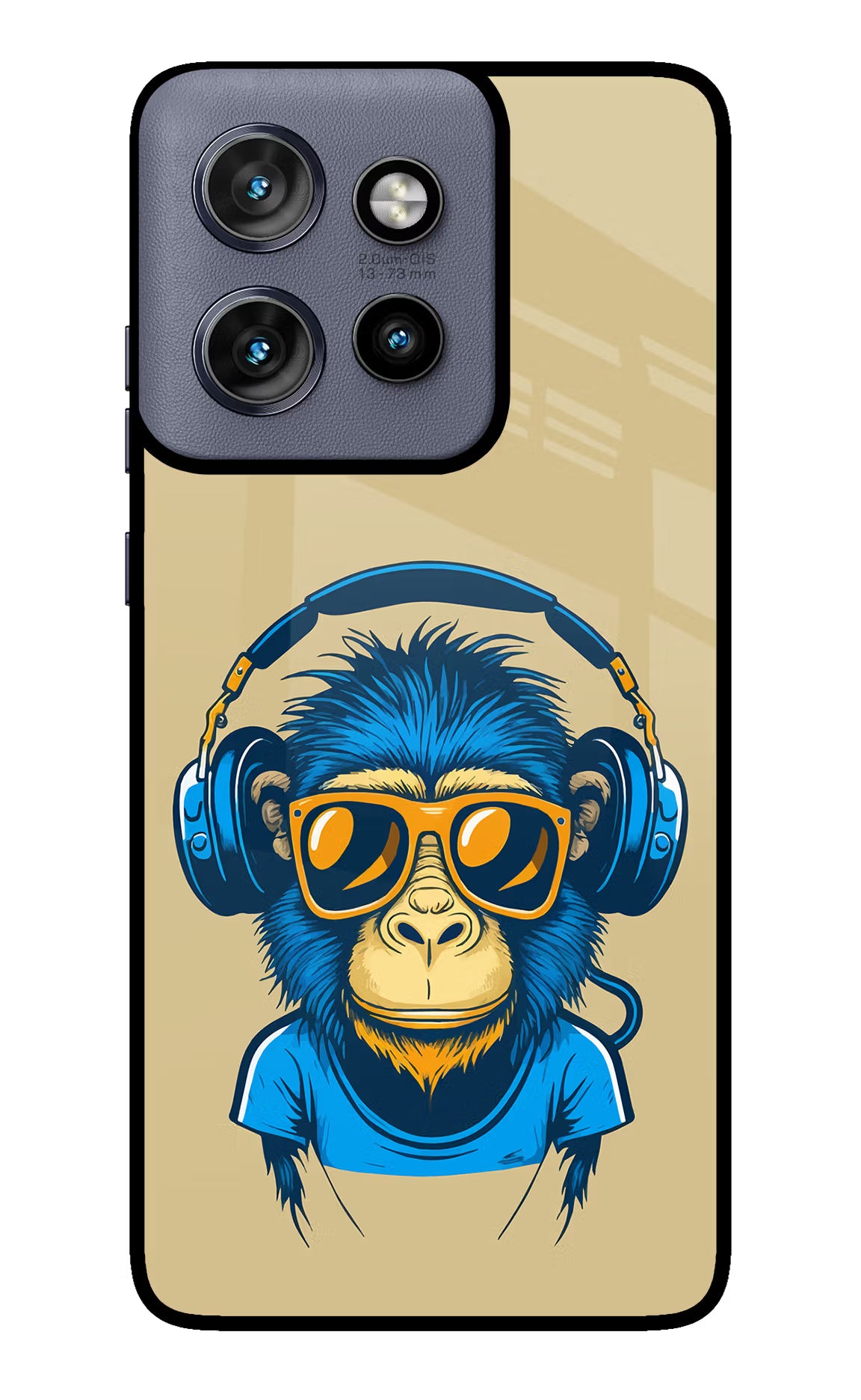Monkey Headphone Moto Edge 50 Neo Glass Case Back Cover by Casekaro