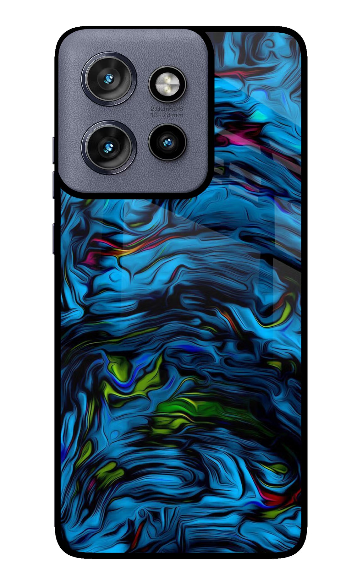 Dark Blue Abstract Moto Edge 50 Neo Glass Case Back Cover by Casekaro