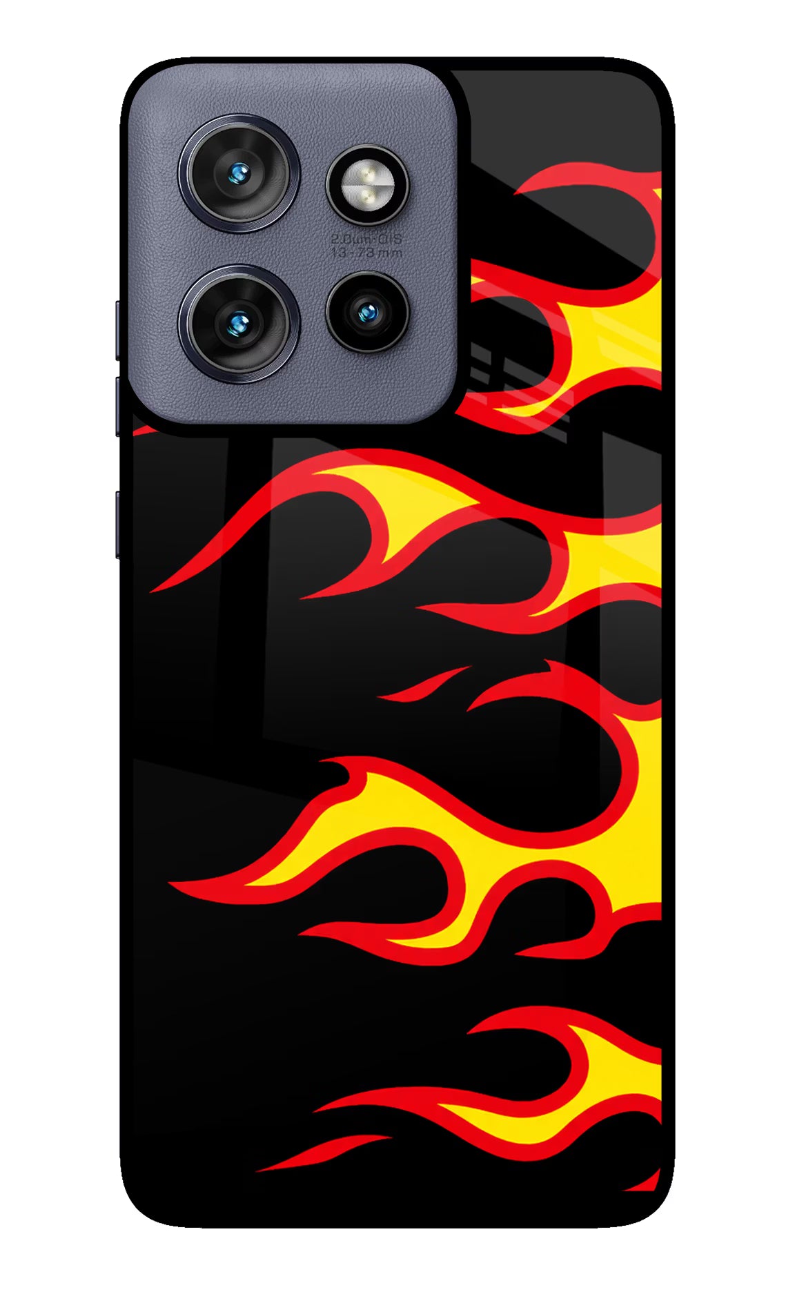Side Sweep Flames Moto Edge 50 Neo Glass Case Back Cover by Casekaro