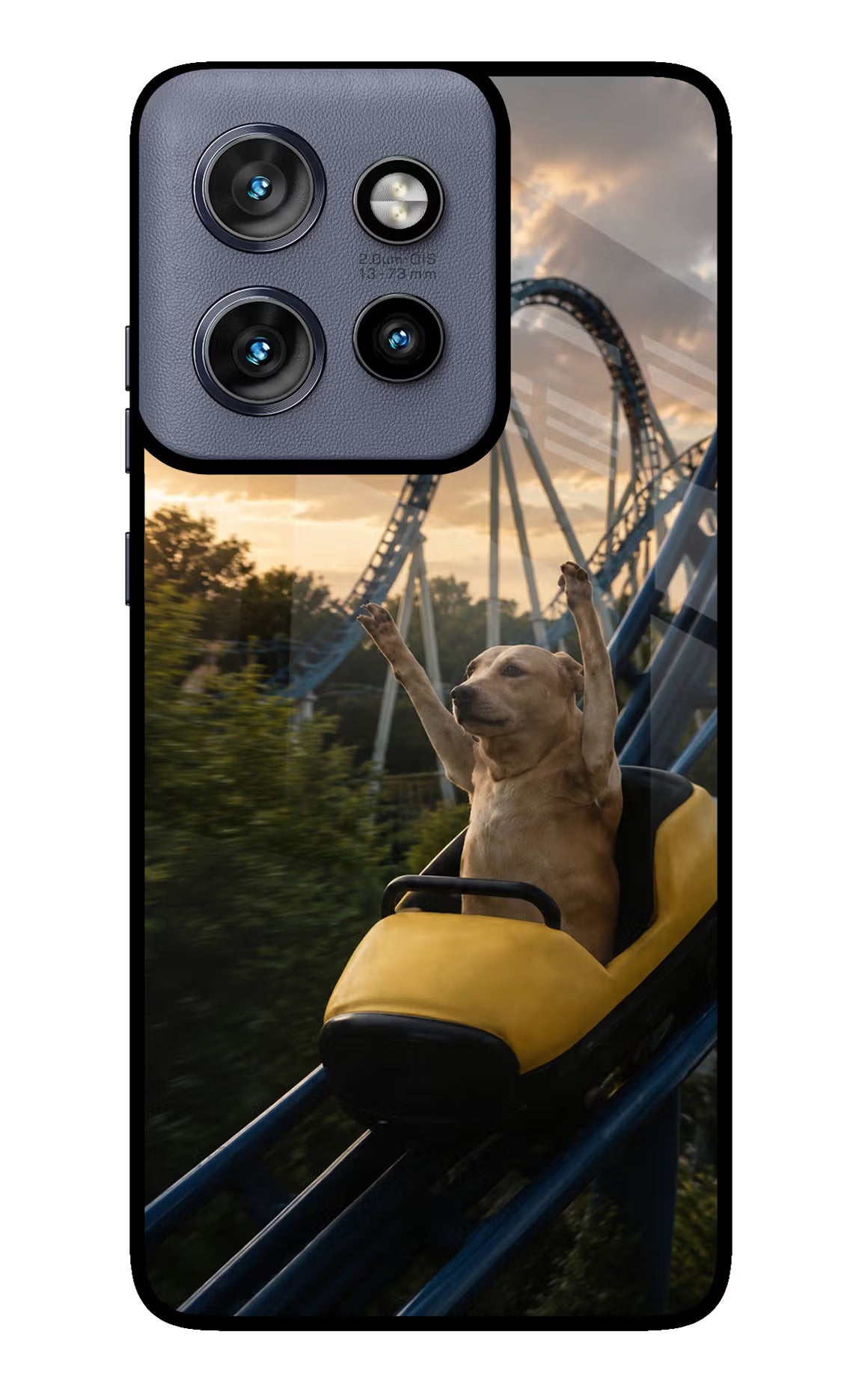 Rollercoaster Dog Moto Edge 50 Neo Glass Case