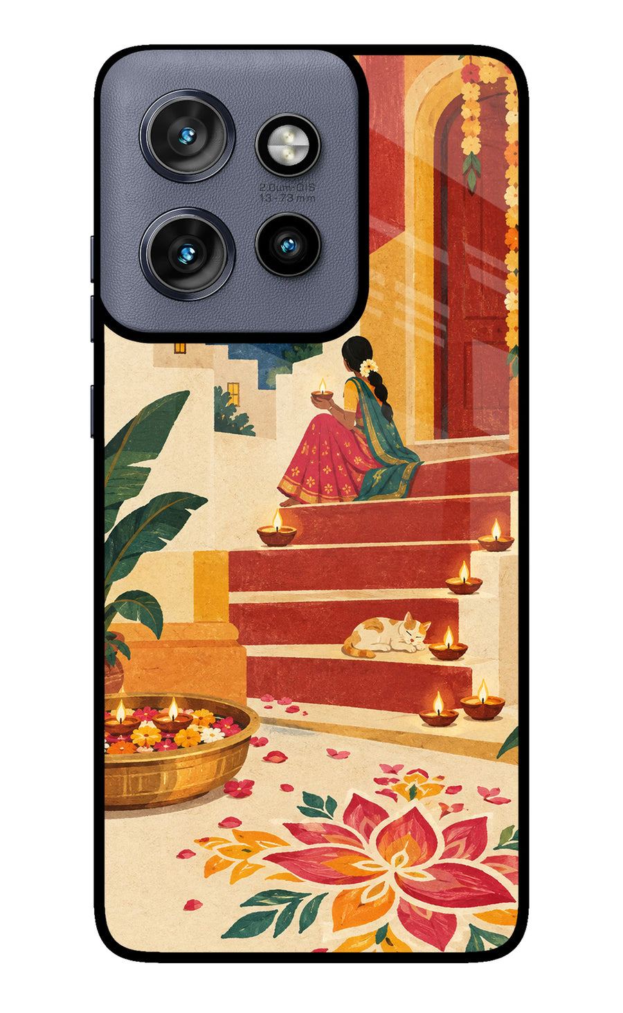Diwali Rangoli Moto Edge 50 Neo Back Cover, Glass case