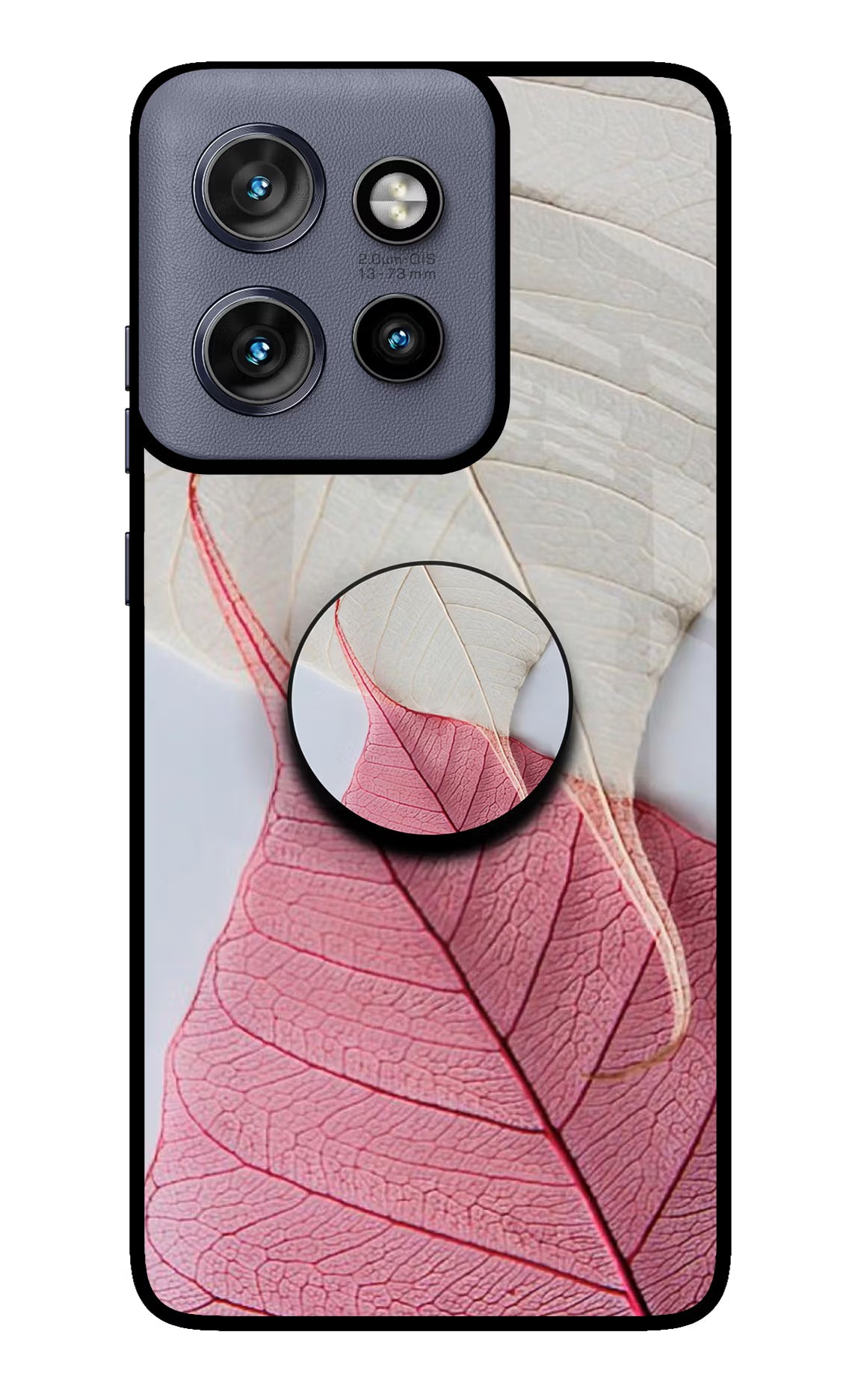White Pink Leaf Moto Edge 50 Neo Pop Case by Casekaro