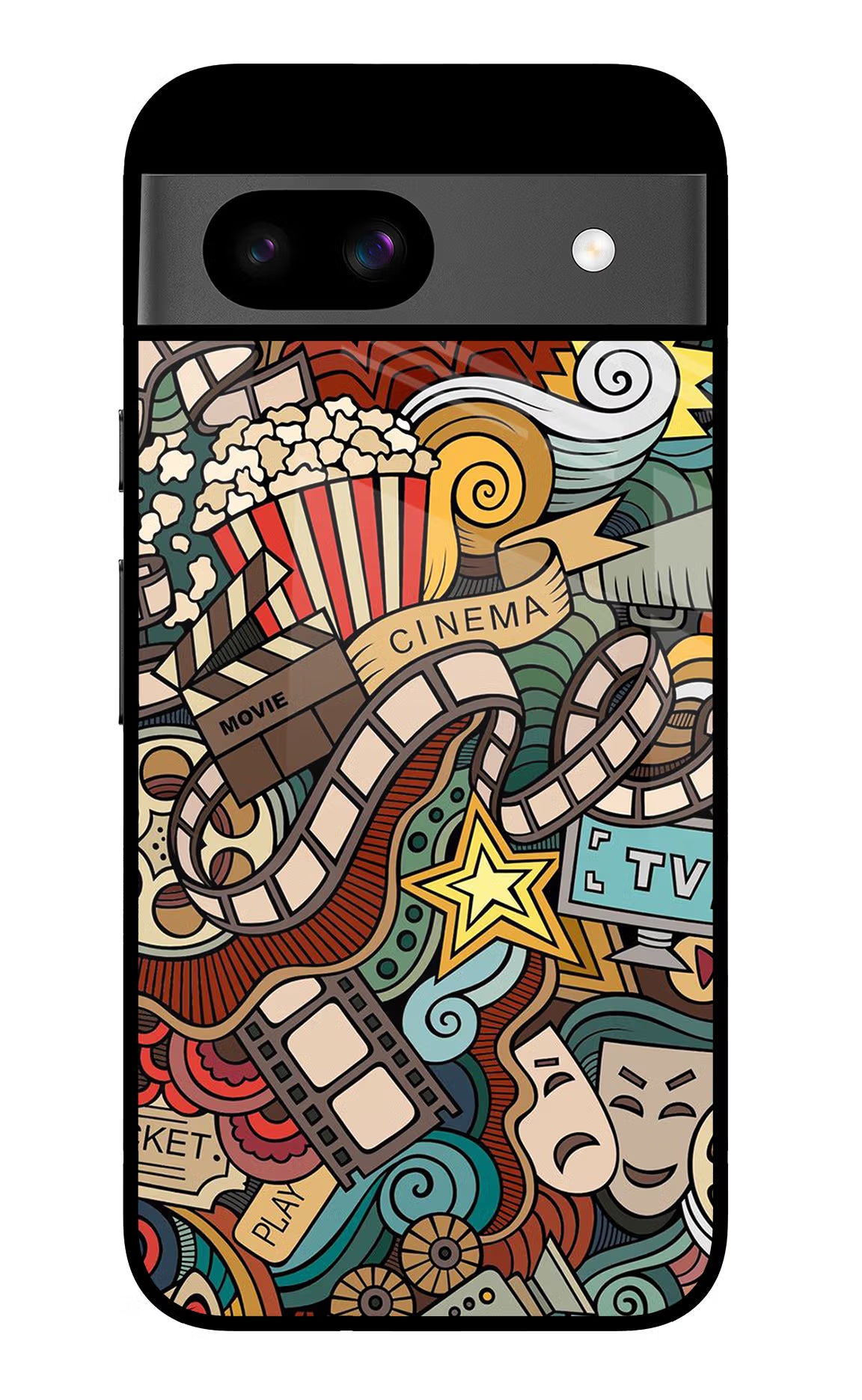 Cinema Abstract Google Pixel 8A Glass Case Back Cover by Casekaro