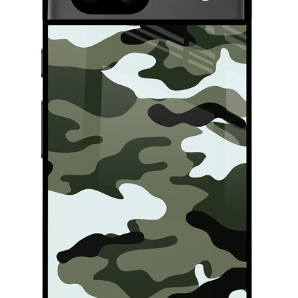 Camouflage Google Pixel 8A Glass Case Back Cover by Casekaro