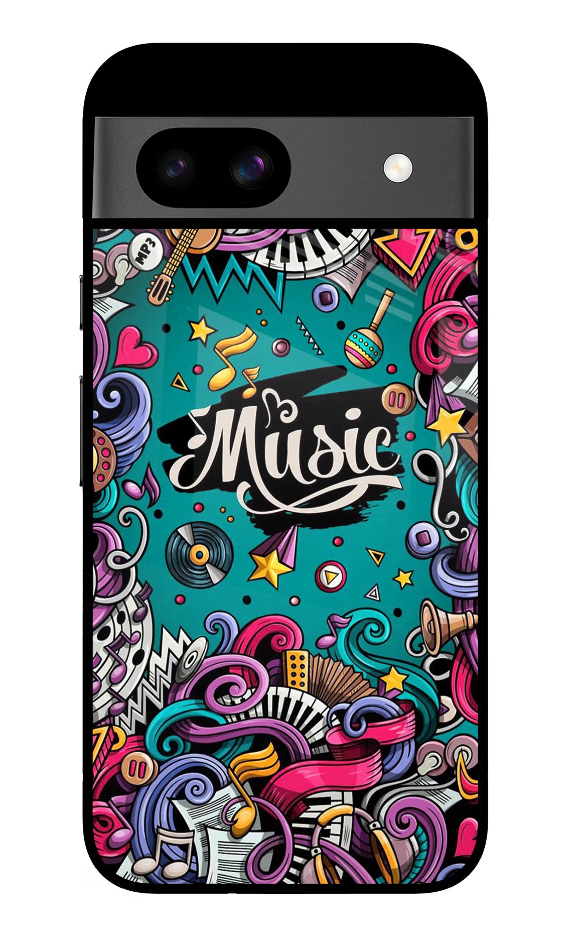 Music Graffiti Google Pixel 8A Glass Case Back Cover by Casekaro