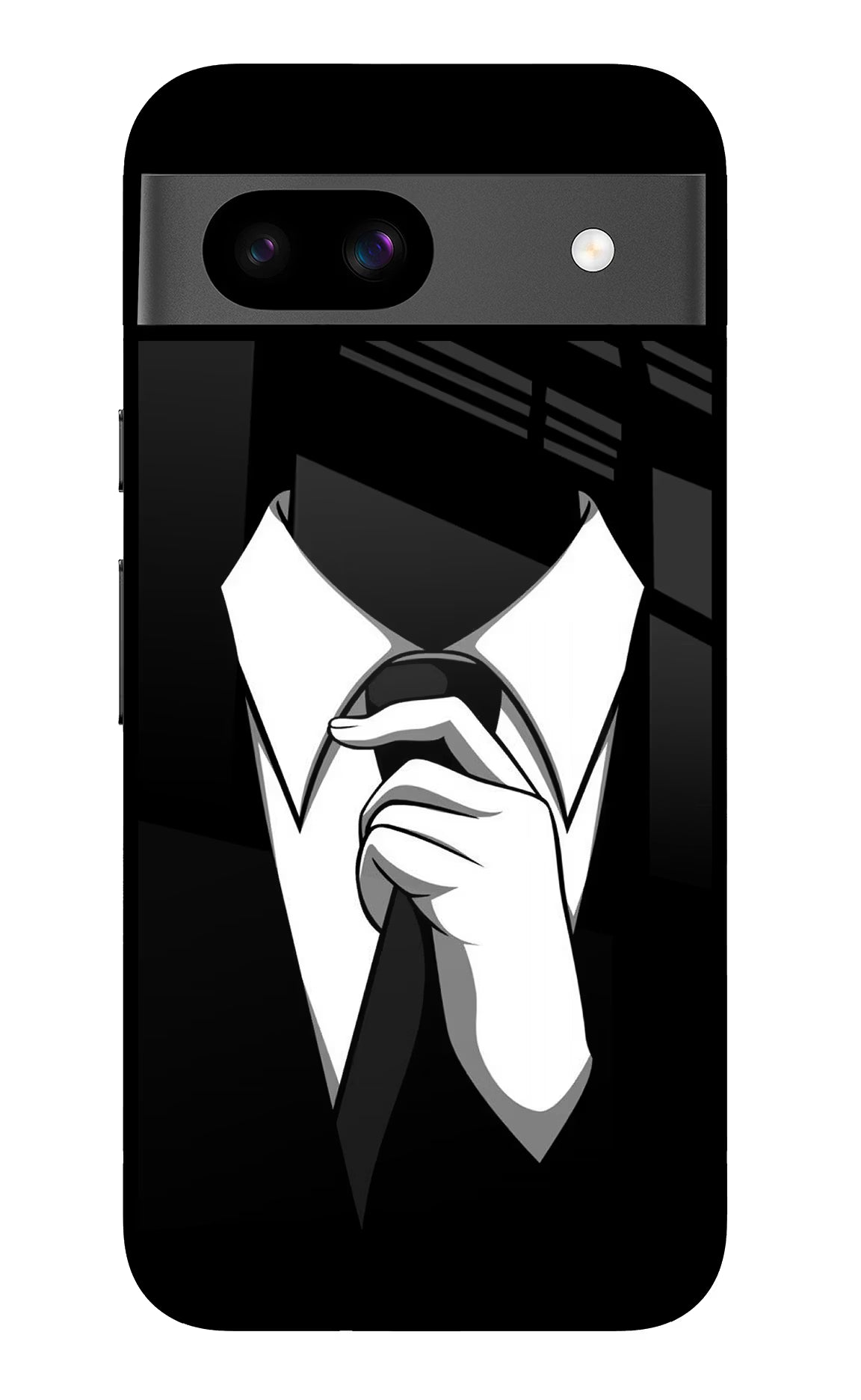 Black Tie Google Pixel 8A Glass Case Back Cover by Casekaro