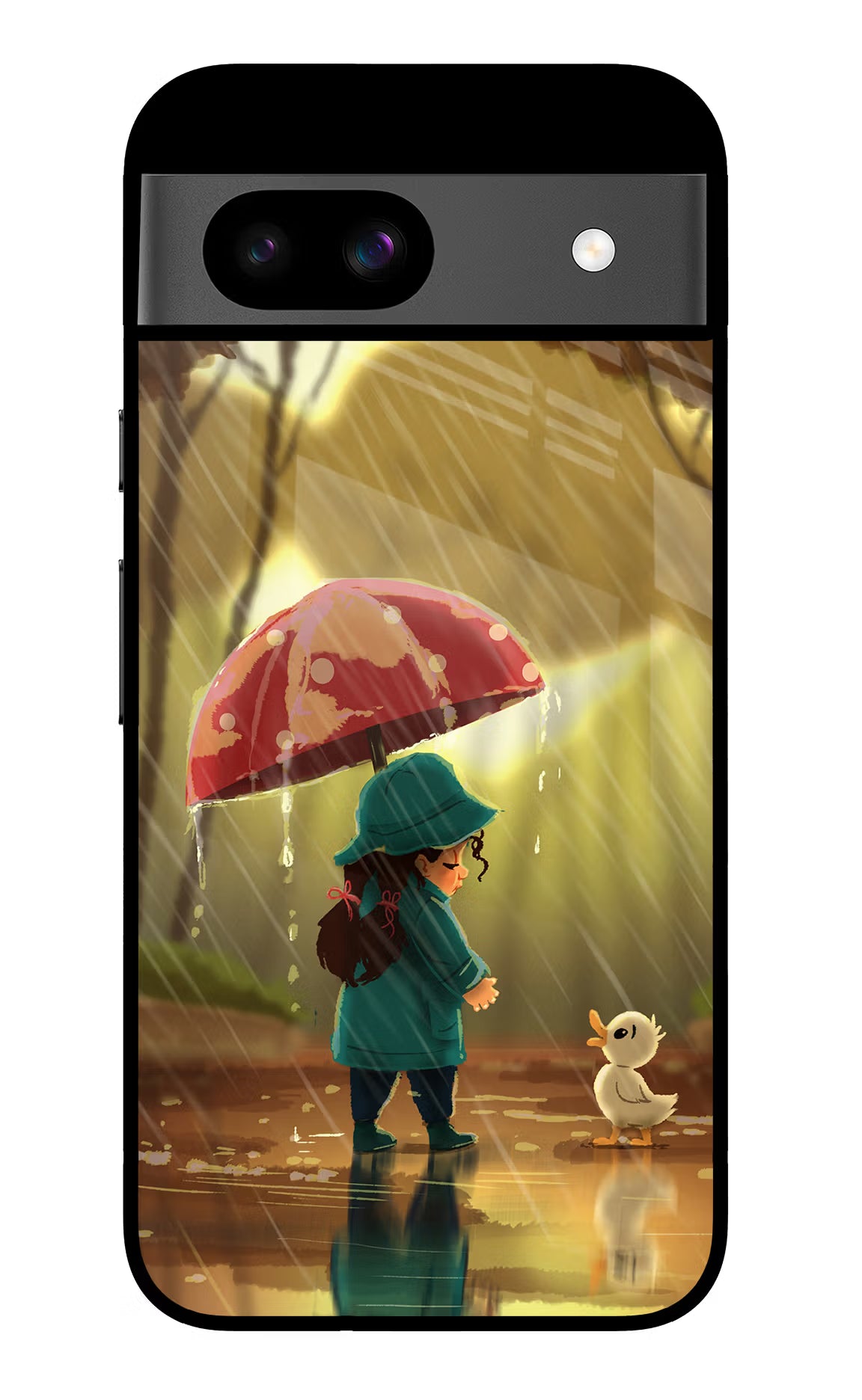 Rainy Day Google Pixel 8A Glass Case Back Cover by Casekaro