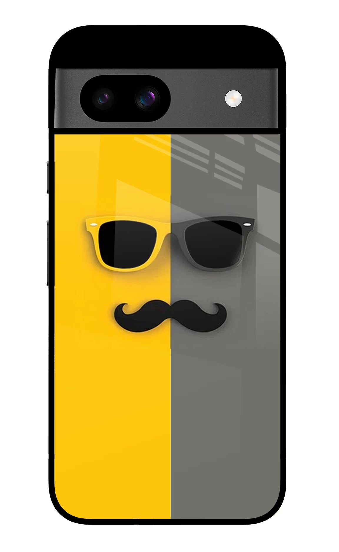 Sunglasses with Mustache Google Pixel 8A Glass Case Back Cover by Casekaro
