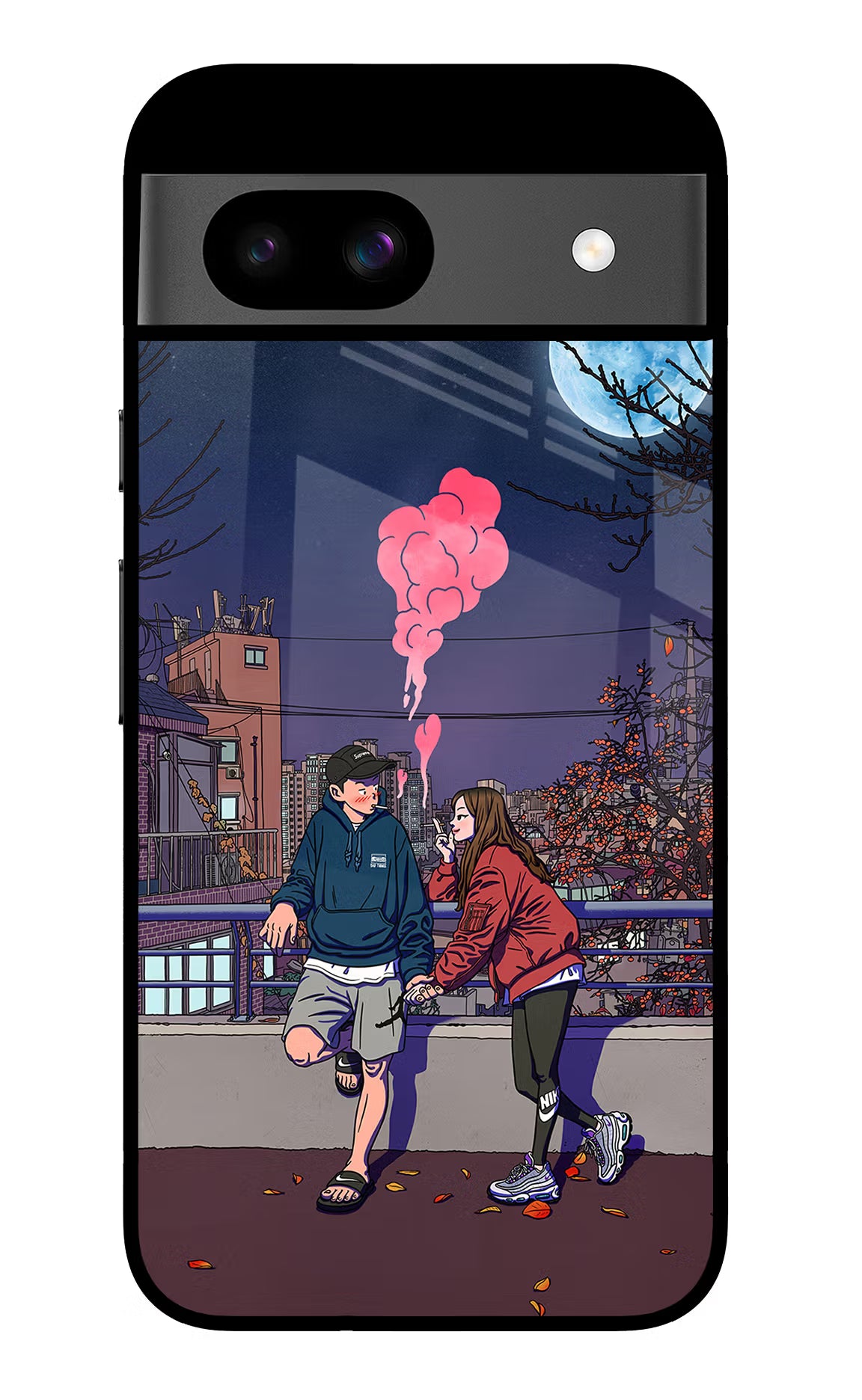 Chilling Couple Google Pixel 8A Glass Case Back Cover by Casekaro