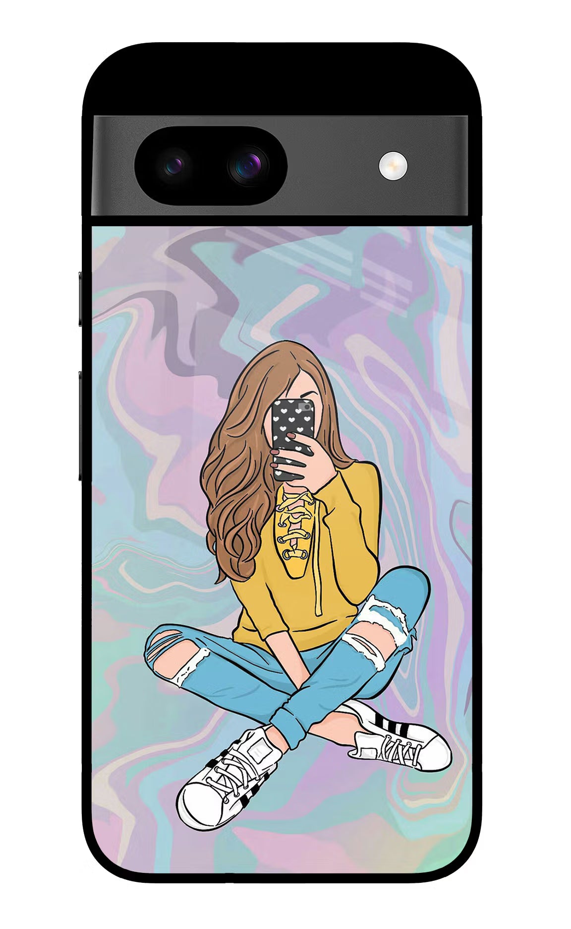 Selfie Girl Google Pixel 8A Glass Case Back Cover by Casekaro