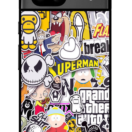 Sticker Bomb Google Pixel 8A Glass Case