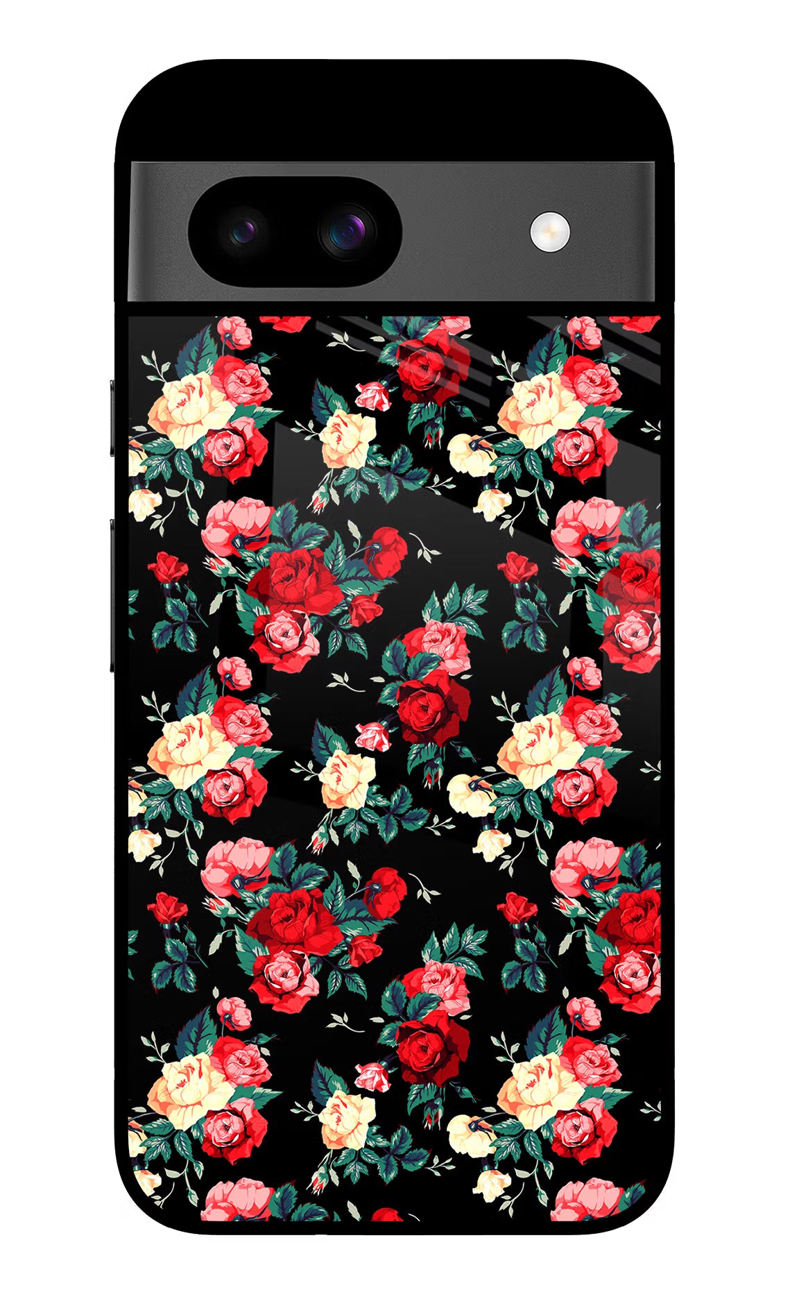 Rose Pattern Google Pixel 8A Glass Case Back Cover by Casekaro