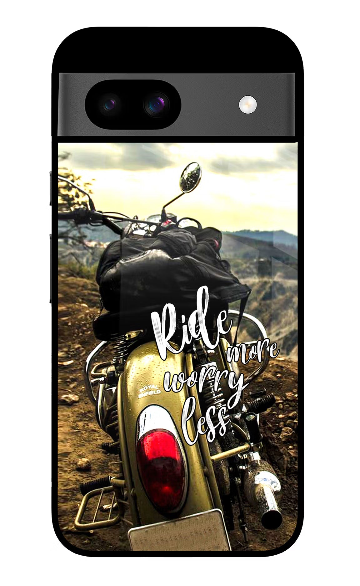 Ride More Worry Less Google Pixel 8A Glass Case Back Cover by Casekaro
