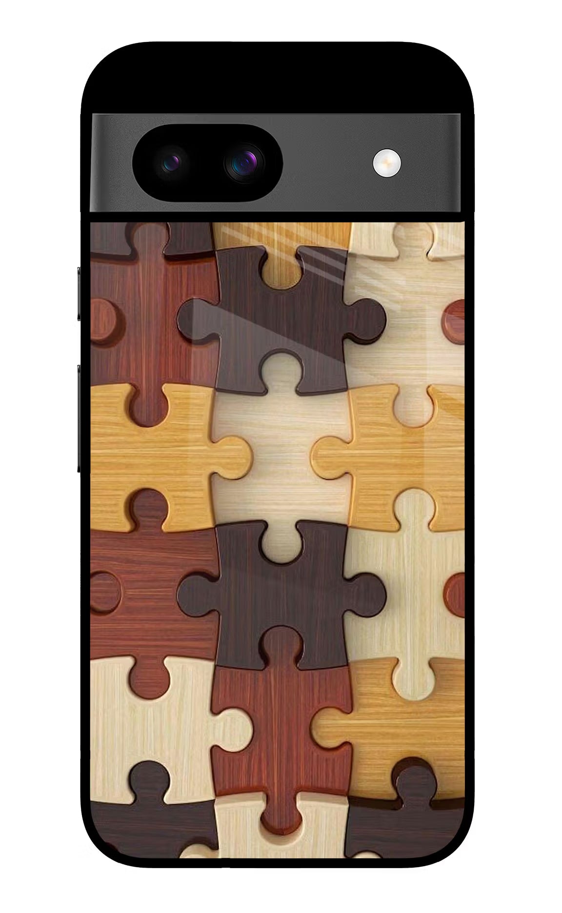 Wooden Puzzle Google Pixel 8A Glass Case Back Cover by Casekaro
