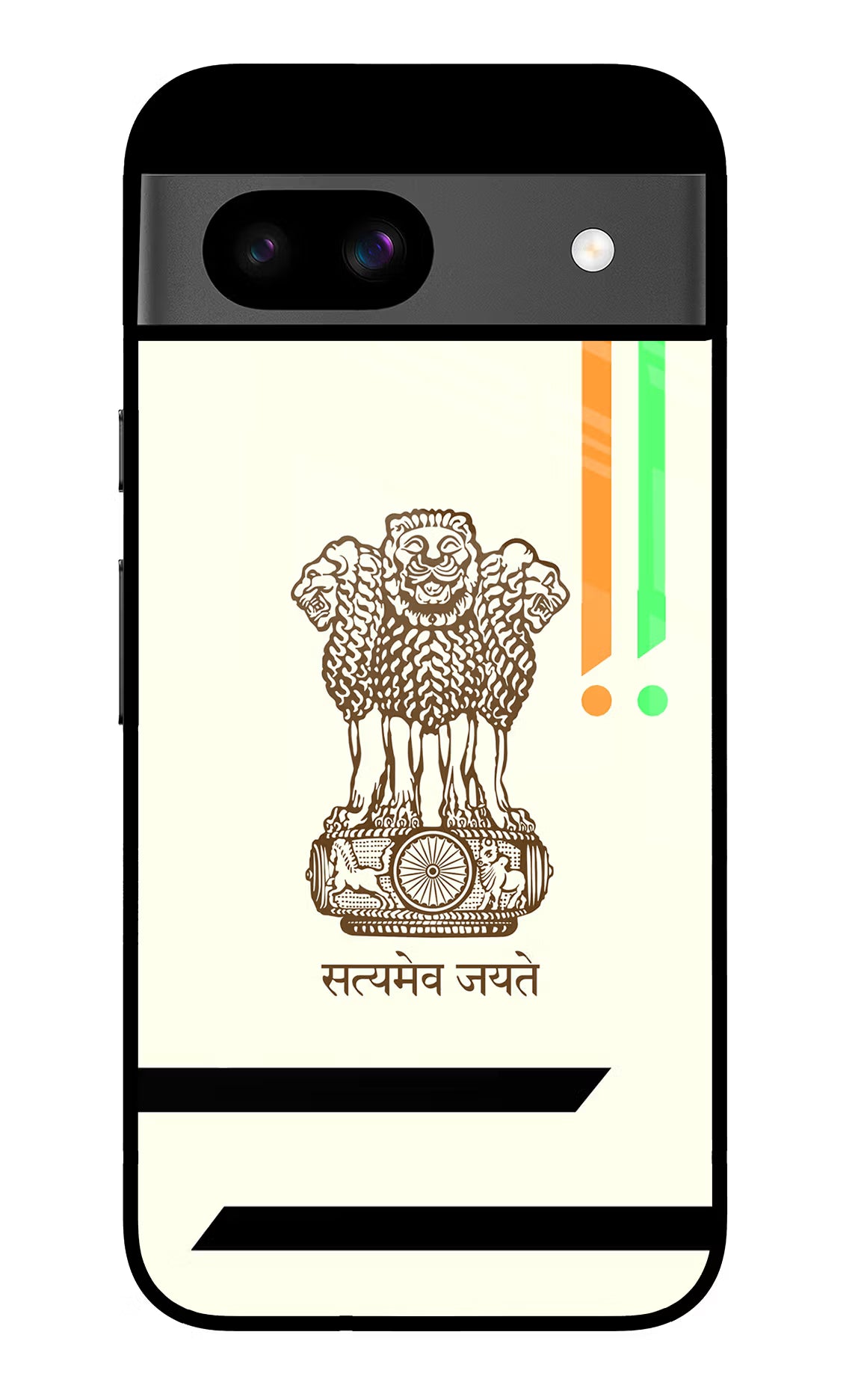 Satyamev Jayate Brown Logo Google Pixel 8A Glass Case Back Cover by Casekaro
