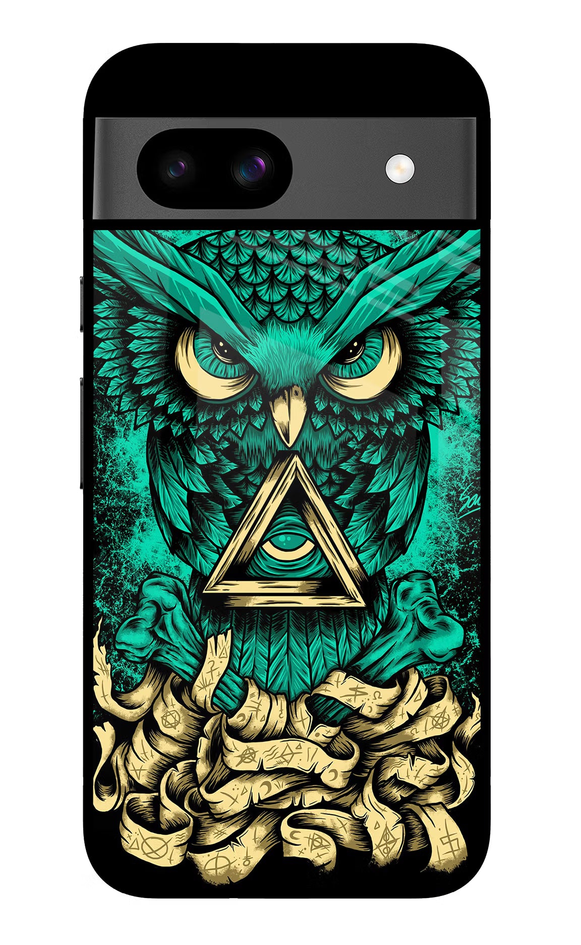 Green Owl Google Pixel 8A Glass Case Back Cover by Casekaro