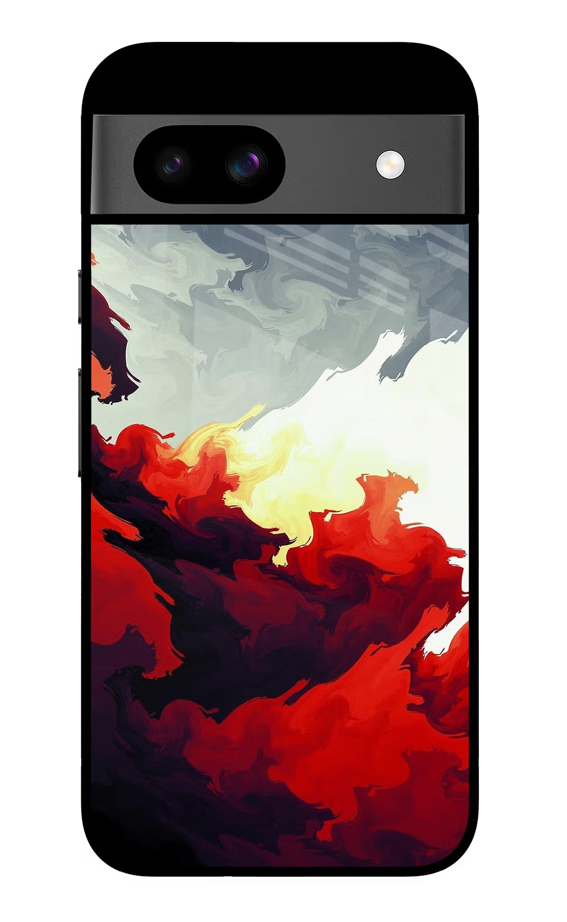 Fire Cloud Google Pixel 8A Glass Case Back Cover by Casekaro