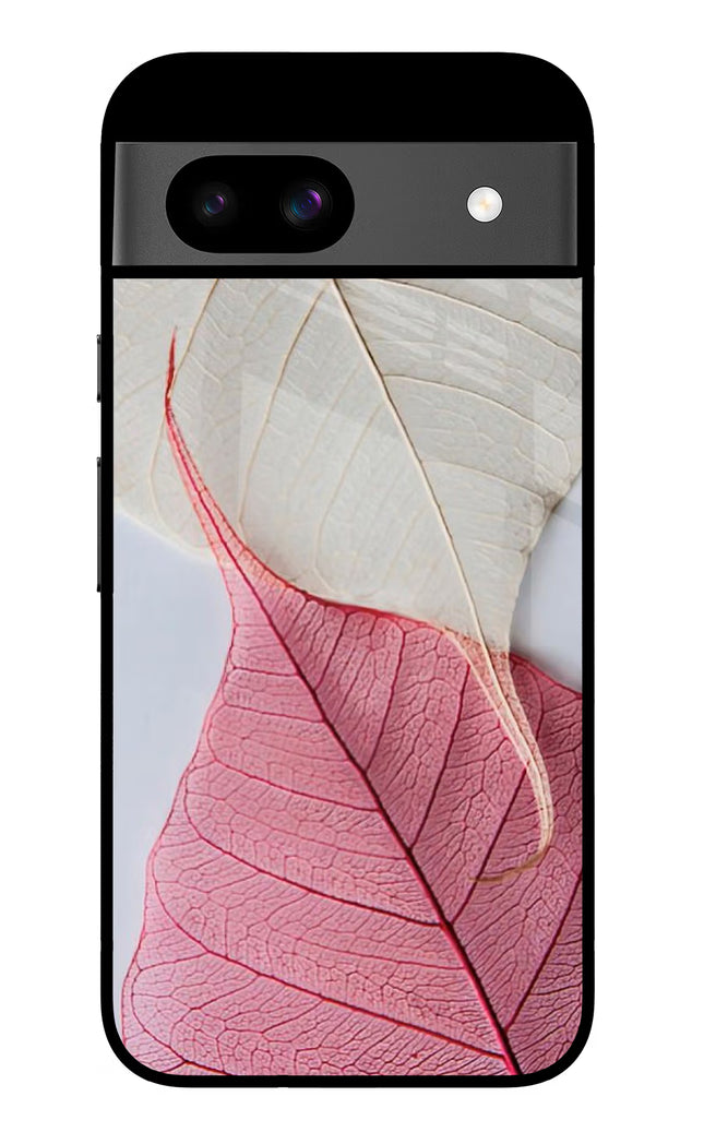 White Pink Leaf Google Pixel 8A Glass Case