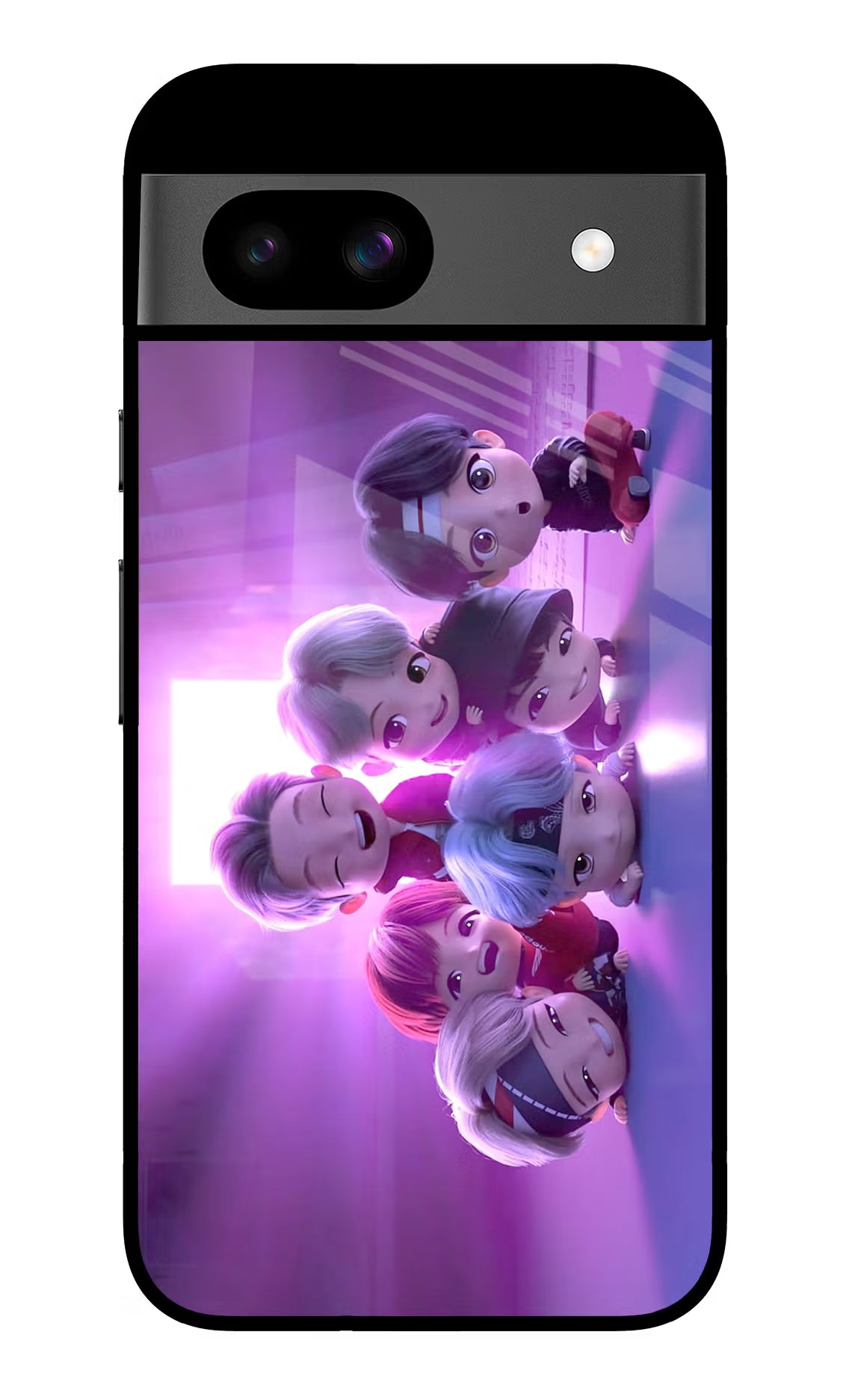 BTS Chibi Google Pixel 8A Glass Case Back Cover by Casekaro