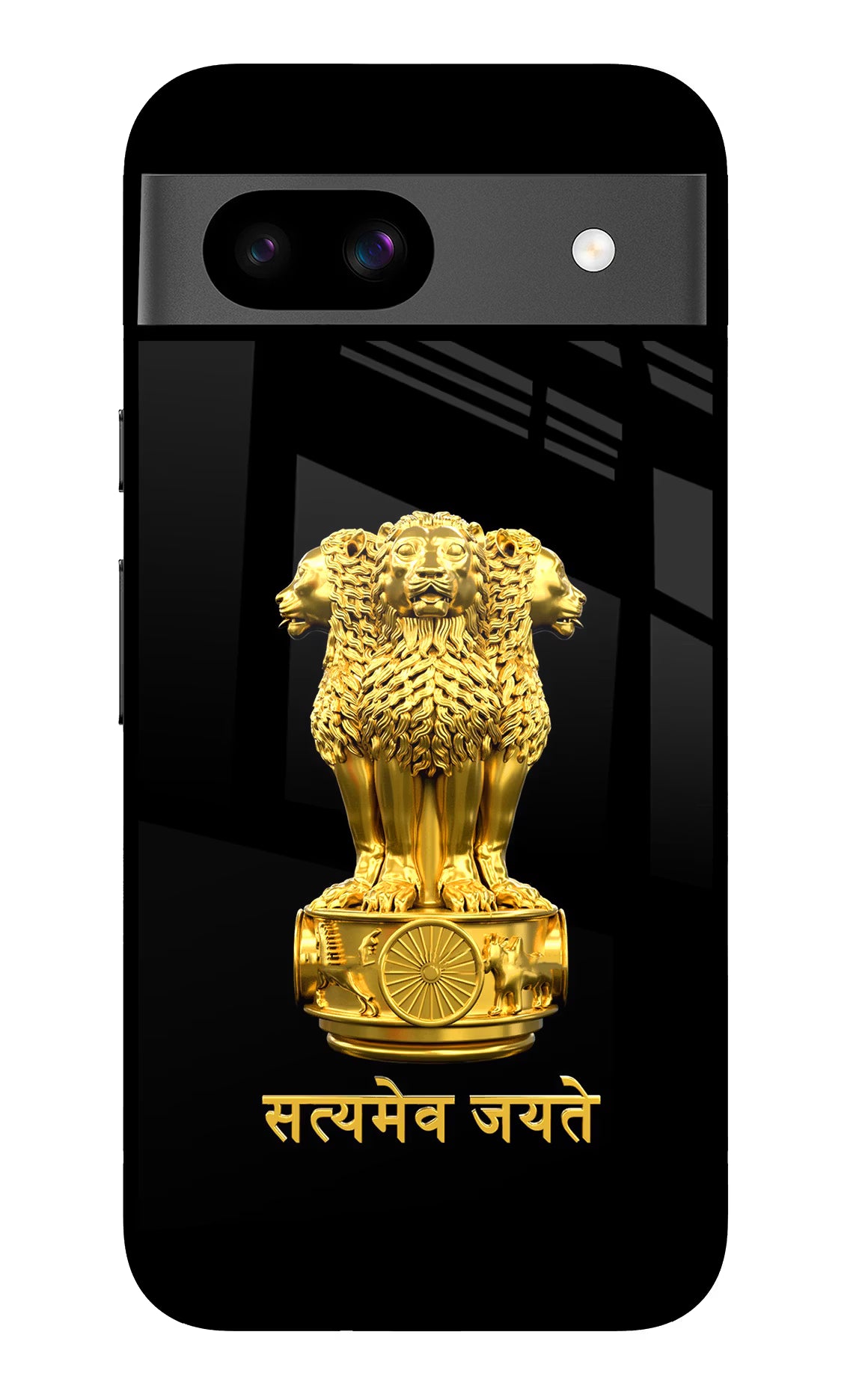 Satyamev Jayate Golden Google Pixel 8A Glass Case Back Cover by Casekaro