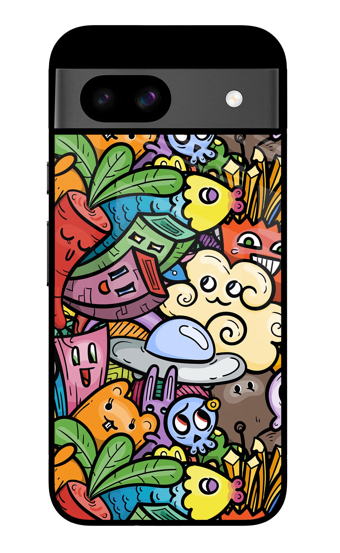 Veggie Doodle Google Pixel 8A Glass Case Back Cover by Casekaro