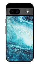 Blue Glitter Marble Google Pixel 8A Glass Case