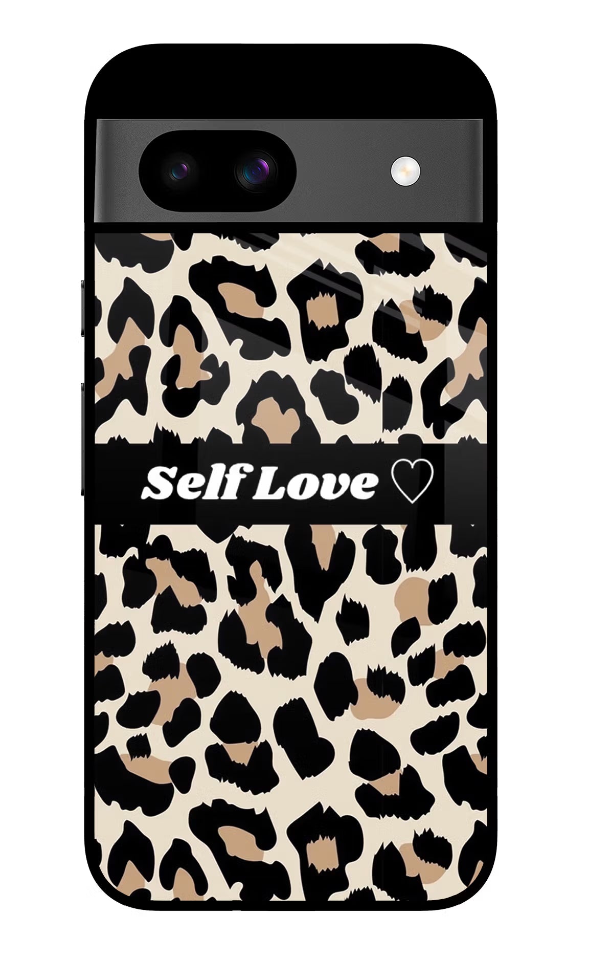 Leopard Print Self Love Google Pixel 8A Glass Case Back Cover by Casekaro