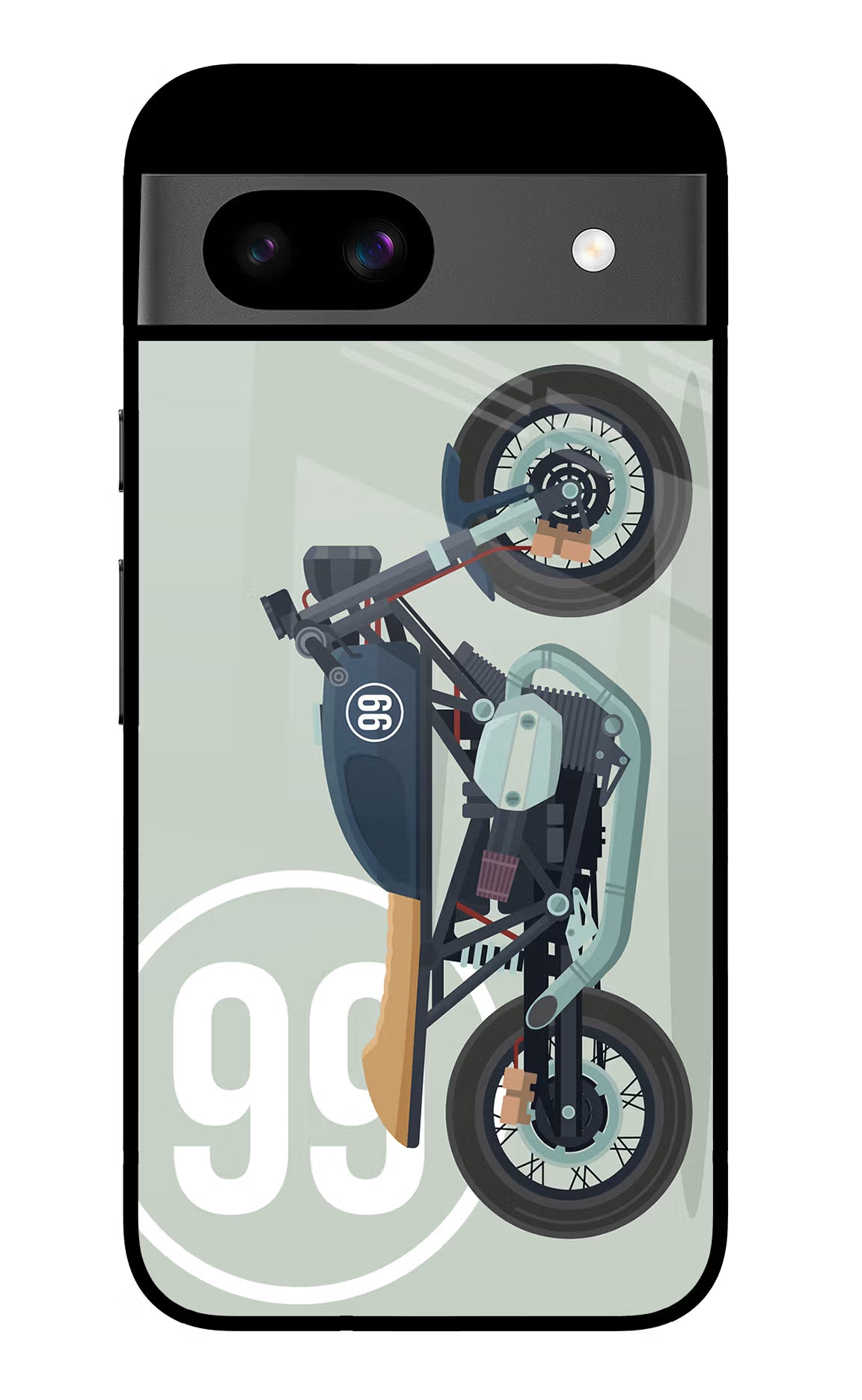 Classic Cafe Racer 99 Google Pixel 8A Glass Case Back Cover by Casekaro