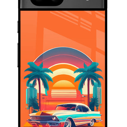 Palm Drive 80s Google Pixel 8A Glass Case