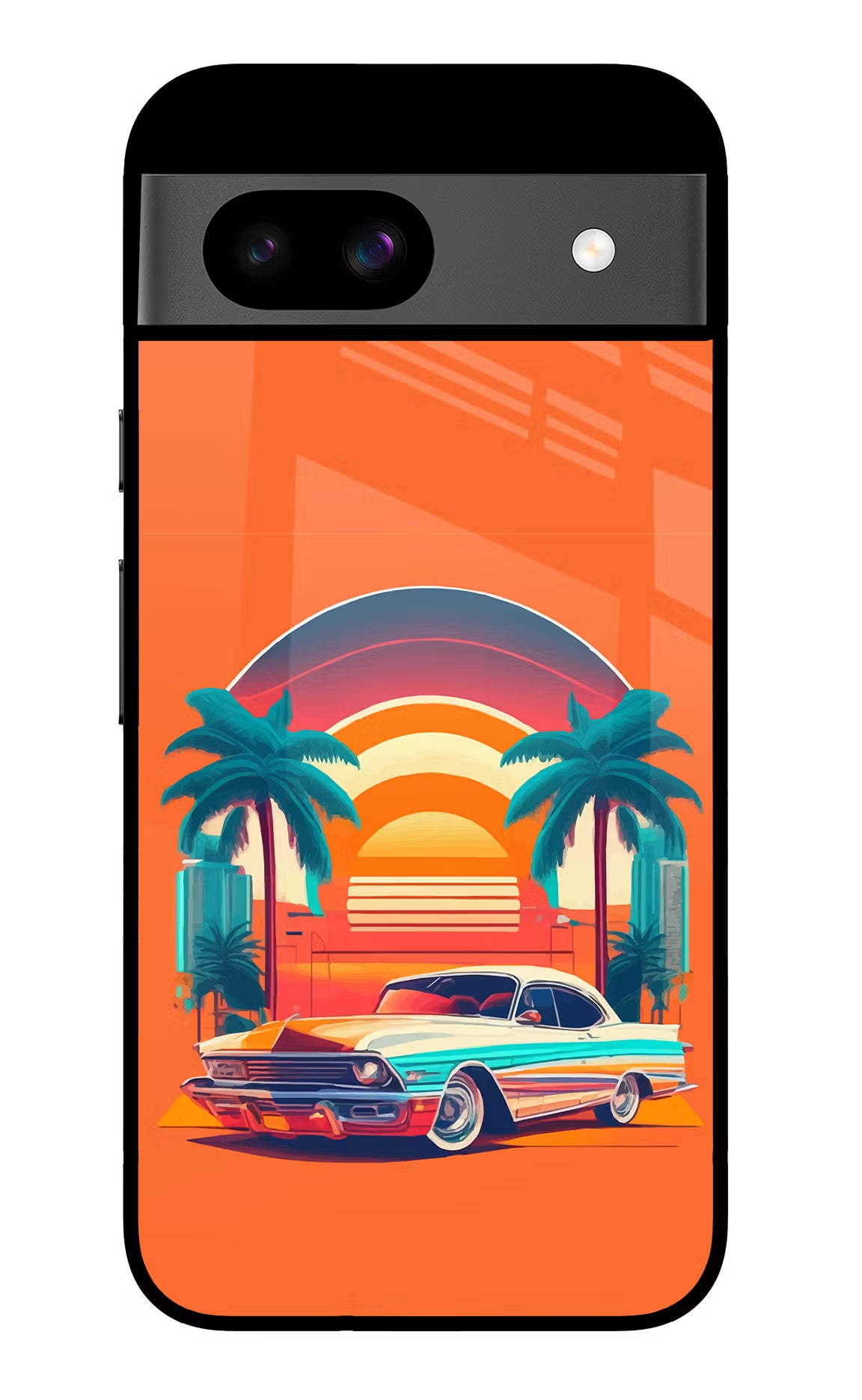 Palm Drive 80s Google Pixel 8A Glass Case