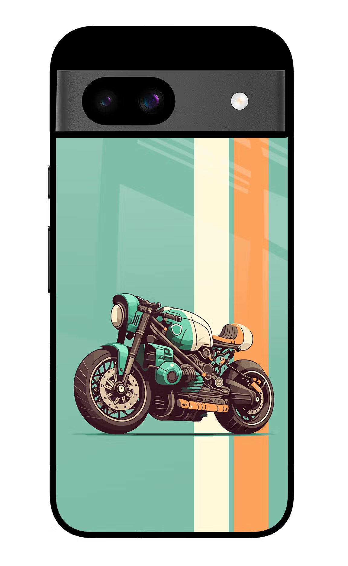 Striped Moto Drift Google Pixel 8A Glass Case Back Cover by Casekaro