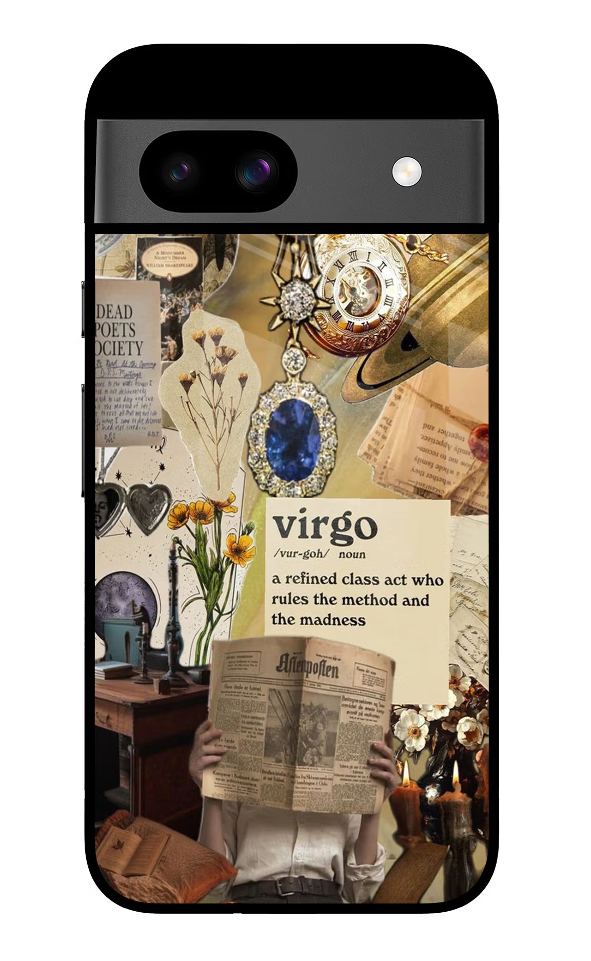 Virgo Zodiac Google Pixel 8A Glass Case Back Cover by Casekaro