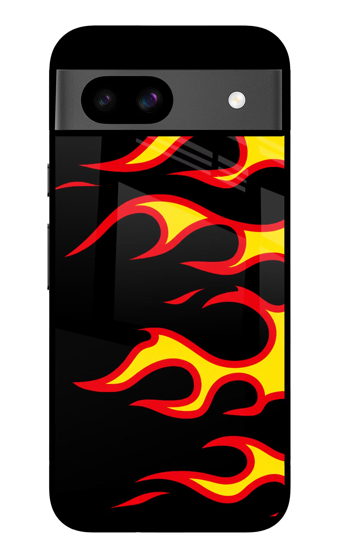 Side Sweep Flames Google Pixel 8A Glass Case Back Cover by Casekaro