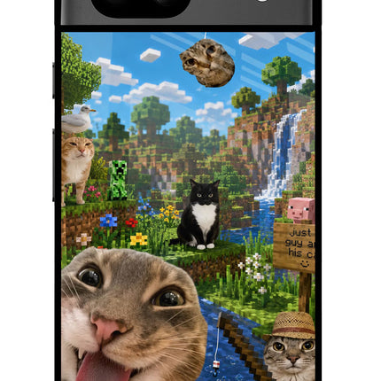 Minecraft Cat Chaos Google Pixel 8A Glass Case