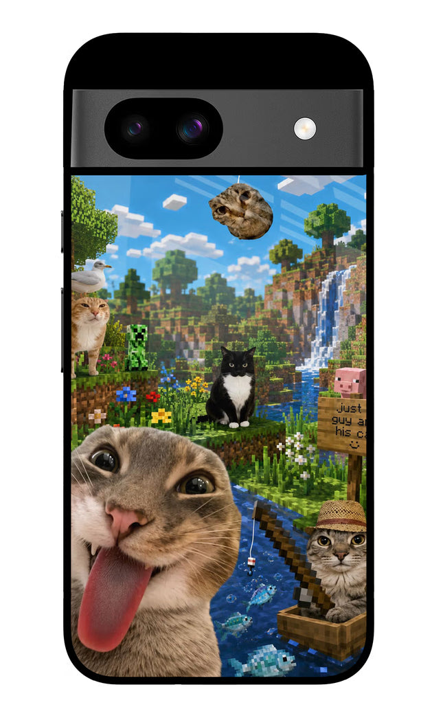Minecraft Cat Chaos Google Pixel 8A Glass Case