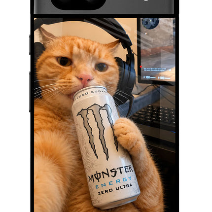 Gamer Cat Energy Google Pixel 8A Glass Case