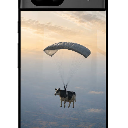 Skydiving Cow Google Pixel 8A Glass Case