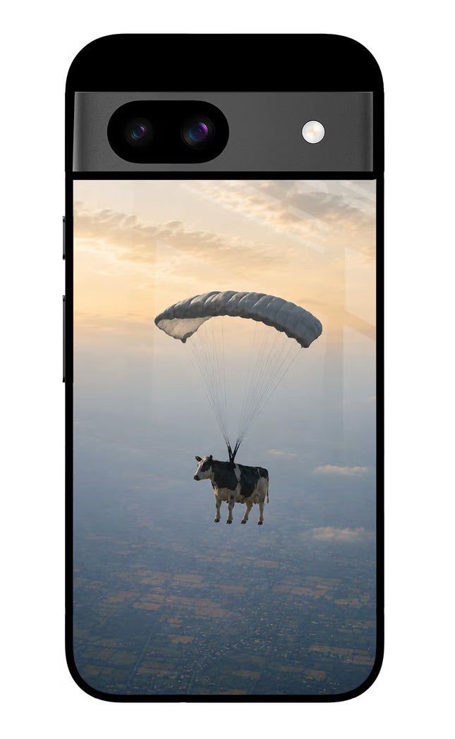 Skydiving Cow Google Pixel 8A Glass Case