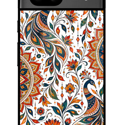 White Mayura Google Pixel 8A Glass Case