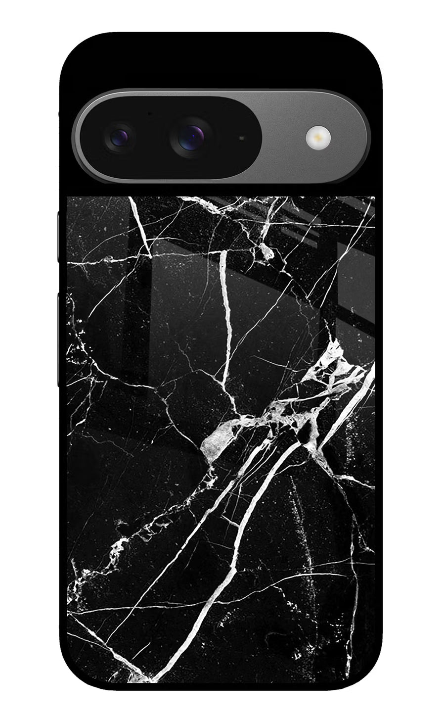 Black Marble Pattern Google Pixel 9 Back Cover, Glass case