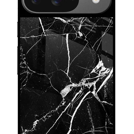 Black Marble Pattern Google Pixel 9 Glass Case